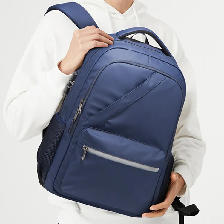 TTaG．baG Waterproof Oxford Backpack Men's Light Gray/Blue/Black-4