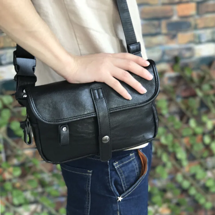 TTaG．baG PU Crossbody Bag Regular Men's Black/Plaid-6