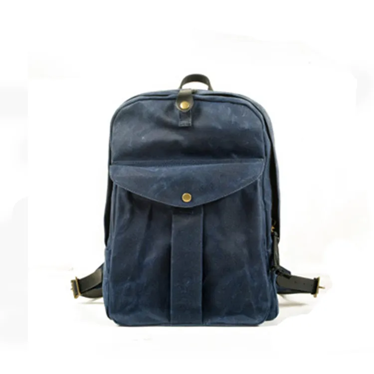 TTaG．baG Top Grain Cow Leather With Shellac Canvas Backpack Regular Unisex Black/Khaki/Dark Blue/Gray/Army Green-6