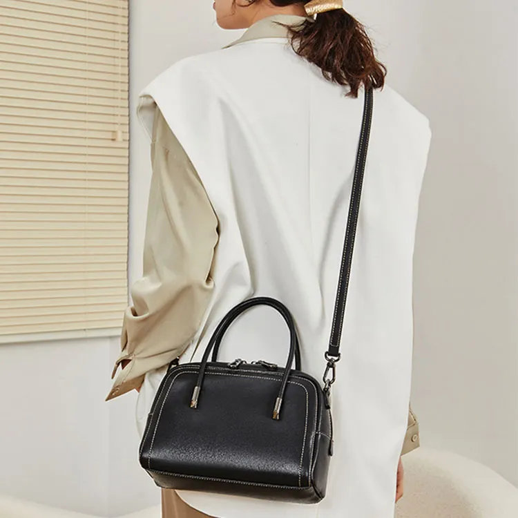 TTaG．baG Top Grain Cow Leather Shoulder Bag Regular Women's Khaki/Brown/Black-11
