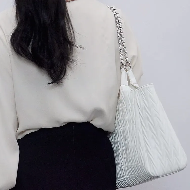 TTaG．baG Microfiber Synthetic Leather Tote Bag, Handbag, Shoulder Bag Women's White-3