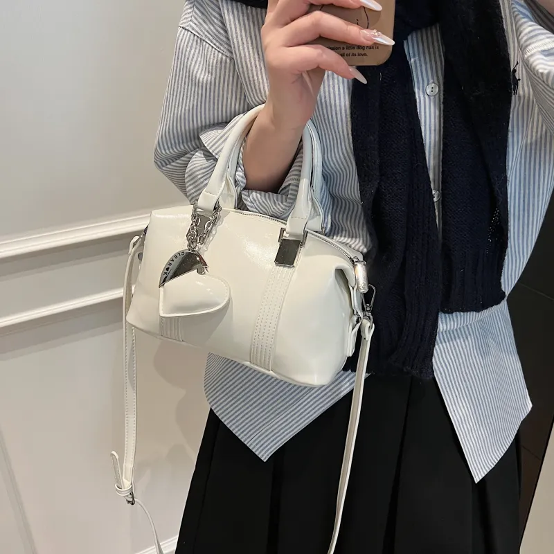 Yalu PU Handbag Women's Black/Light Yellow/Light Pink/White-25