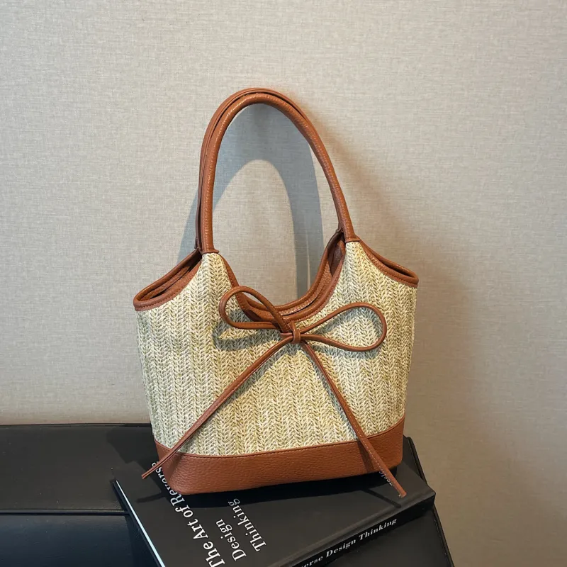 Yalu Straw Woven Shoulder Bag Women's Multicolor-13