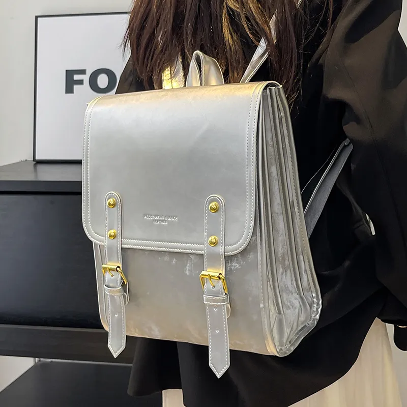 Yalu PU Backpack Women's Pink/Ecru/Silver/Black-18