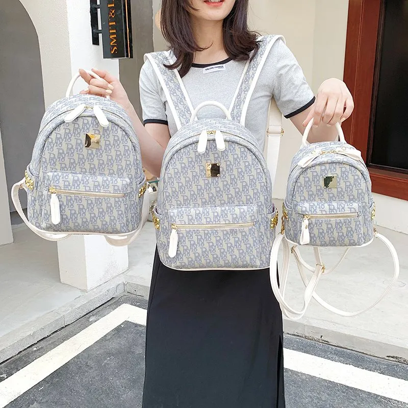 Yalu PU Backpack Women's Gray Blue/Black-2