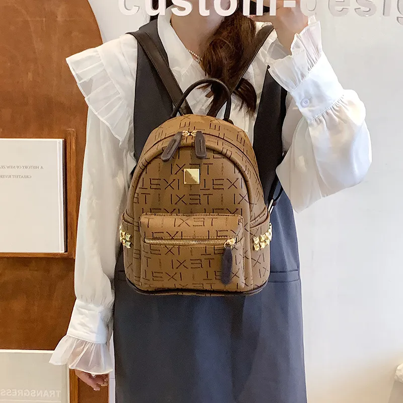 Yalu PU Backpack Women's White/Coffee/Brown-15
