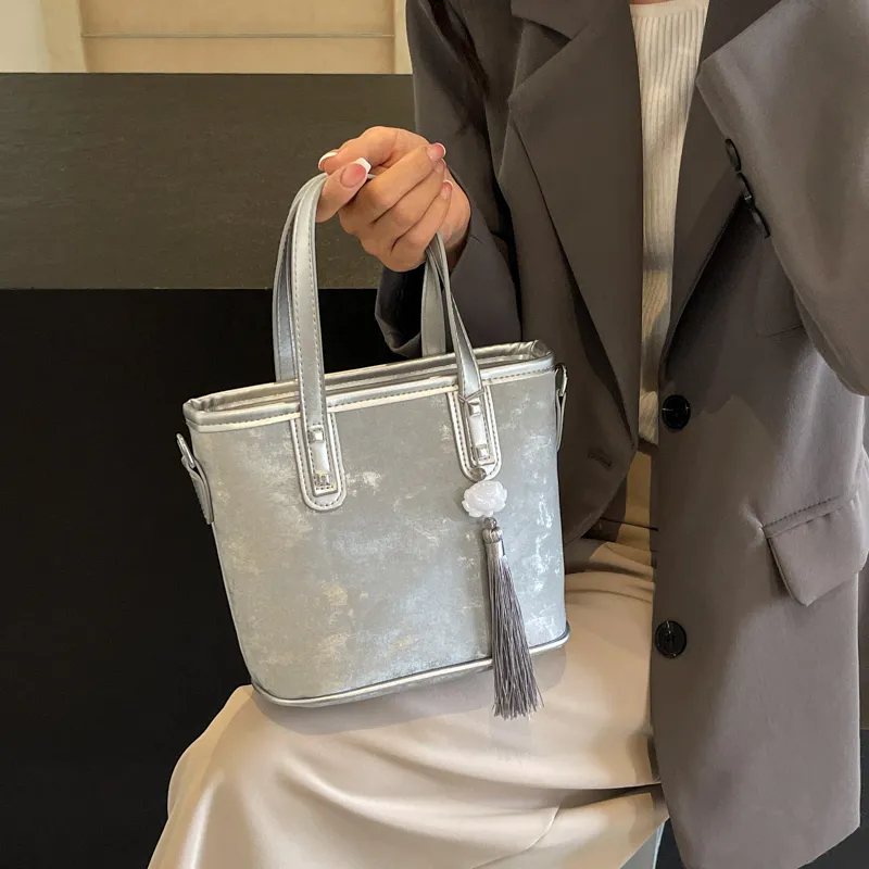 Yalu PU Handbag Regular Women's Black/Ecru/Silver/Pink-20