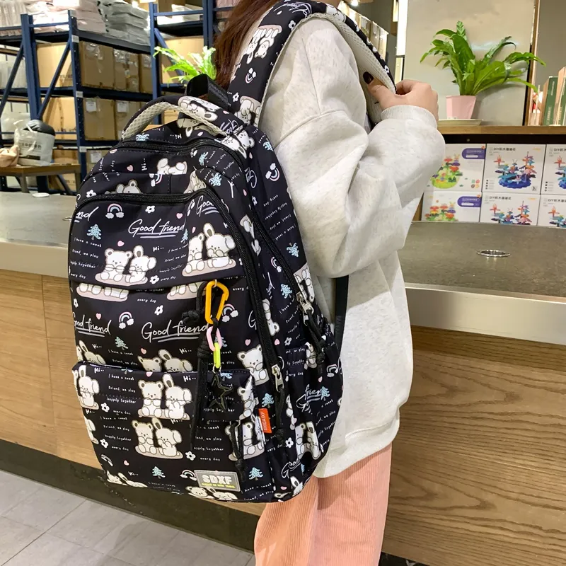 Yalu Nylon Backpack Regular Unisex Black/Purple/Green/Blue/Pink/White-4