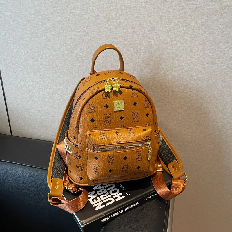 Yalu PU Backpack Women's Brown/Ecru/Pink-2