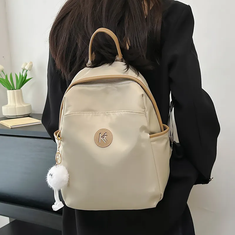 Yalu Nylon Backpack Unisex Ecru/Black Gray/Khaki-20