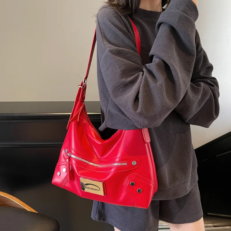 Yalu PU Shoulder Bag, Handbag, Crossbody Bag Regular Women's Black/Ecru/Burgundy/Pink-19