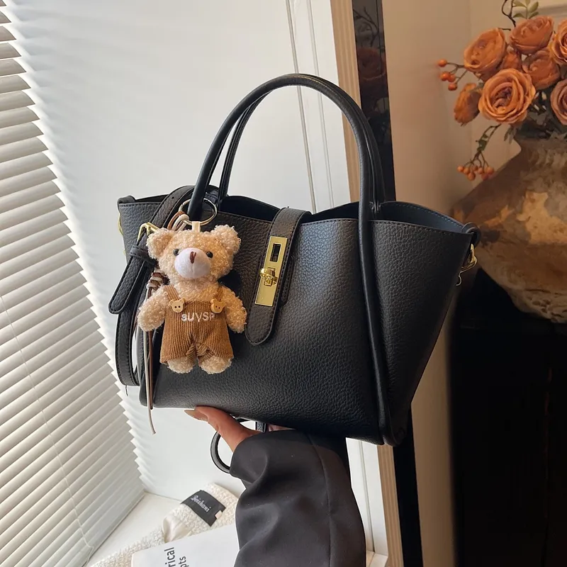 Yalu PU Handbag Regular Women's Black/Ecru/Apricot/Khaki-3
