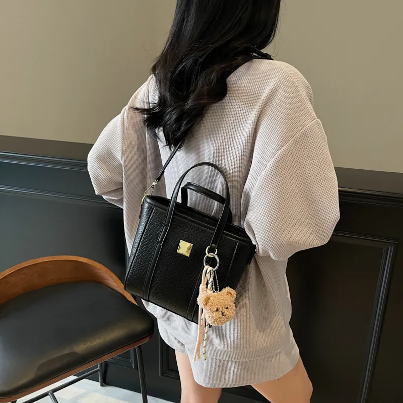 Yalu PU Tote One Shoulder Handbag Women's Black/Ecru/Blue/Pink-3