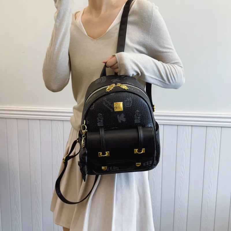 Yalu PU Backpack Women's Ecru/Brown/Pink/Black-21