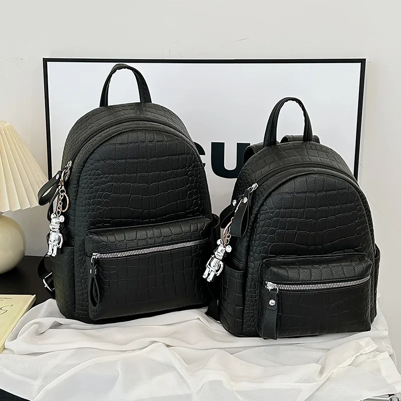 Yalu PU Backpack Women's Black/White-1