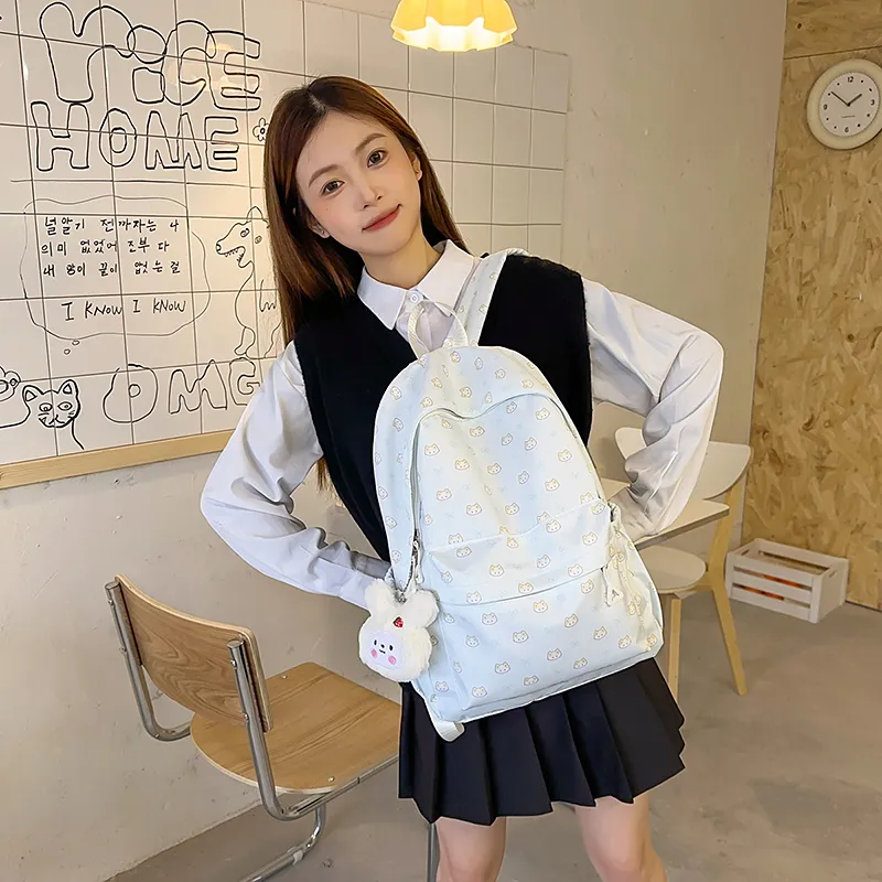 Yalu Nylon Backpack Regular Women's White Puppy/White Kitten-9