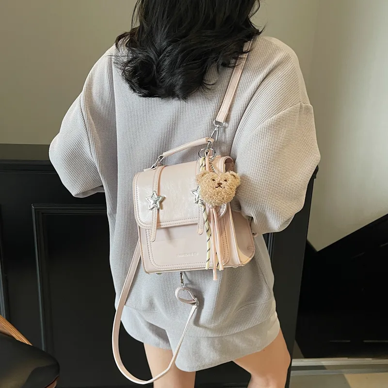 Yalu PU Backpack Unisex Black/Ecru/White Khaki/Silver/Yellow-12