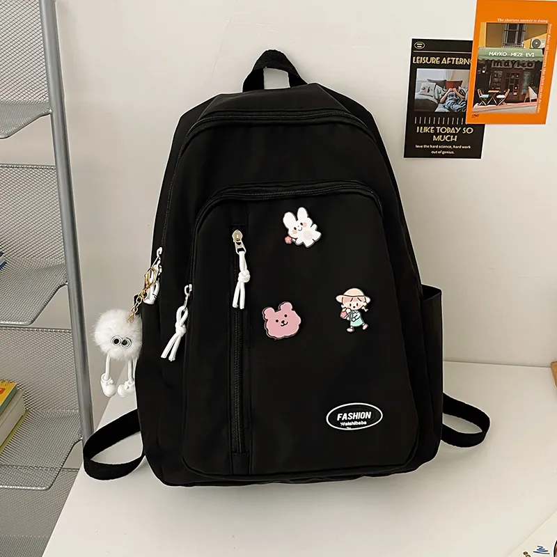 Yalu Nylon Backpack Unisex White/Black/Yellow/Green-13