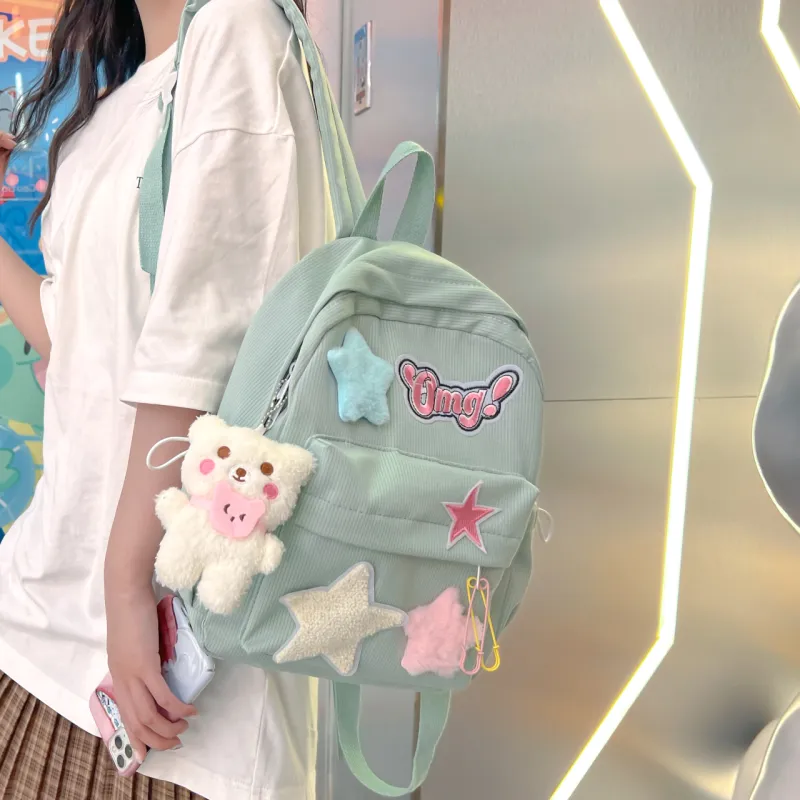 Yalu Nylon Backpack Regular Unisex Yellow/Green/Pink-9