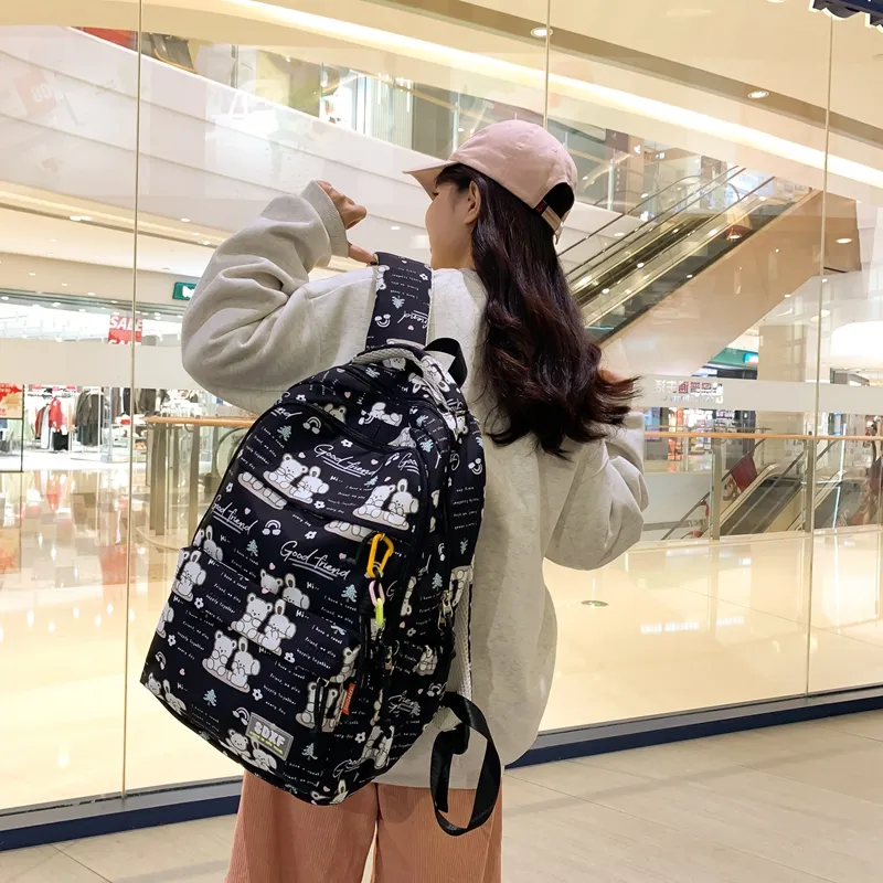 Yalu Nylon Backpack Regular Unisex Black/Purple/Green/Blue/Pink/White-5