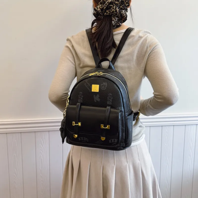 Yalu PU Backpack Women's Ecru/Brown/Pink/Black-19