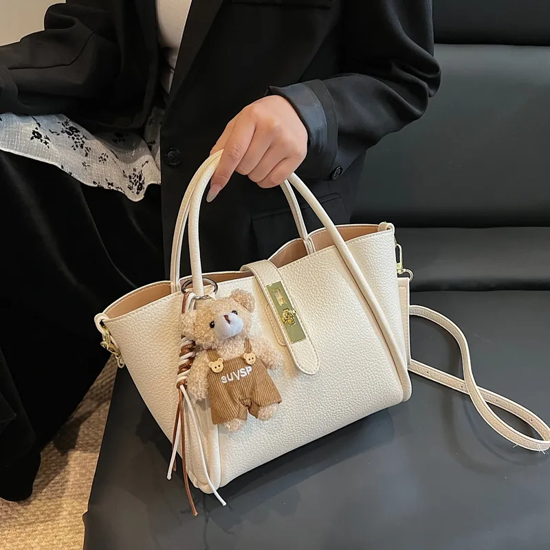Yalu PU Handbag Regular Women's Black/Ecru/Apricot/Khaki-9