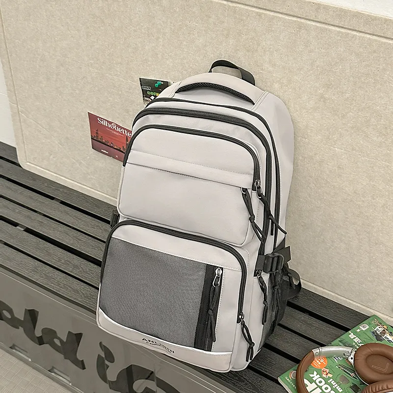 Yalu Nylon Backpack Unisex White/Gray/Black/Red-19