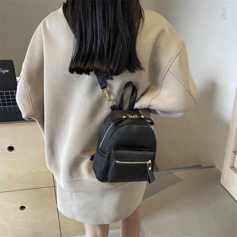Yalu Canvas One Shoulder Crossbody Backpack Women's Black/Ecru-4