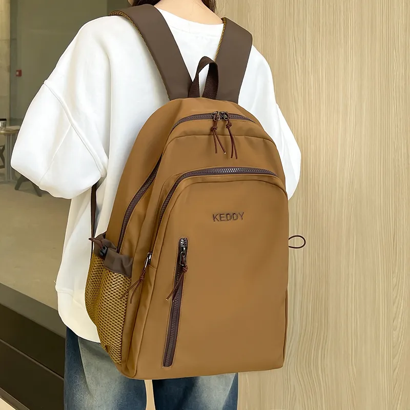 Yalu Nylon Fabric Backpack Regular Unisex White/Black/Coffee/Brown-23