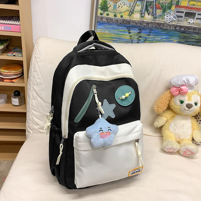 Yalu Nylon Backpack Unisex White/Black/Lotus Color/Blue-1