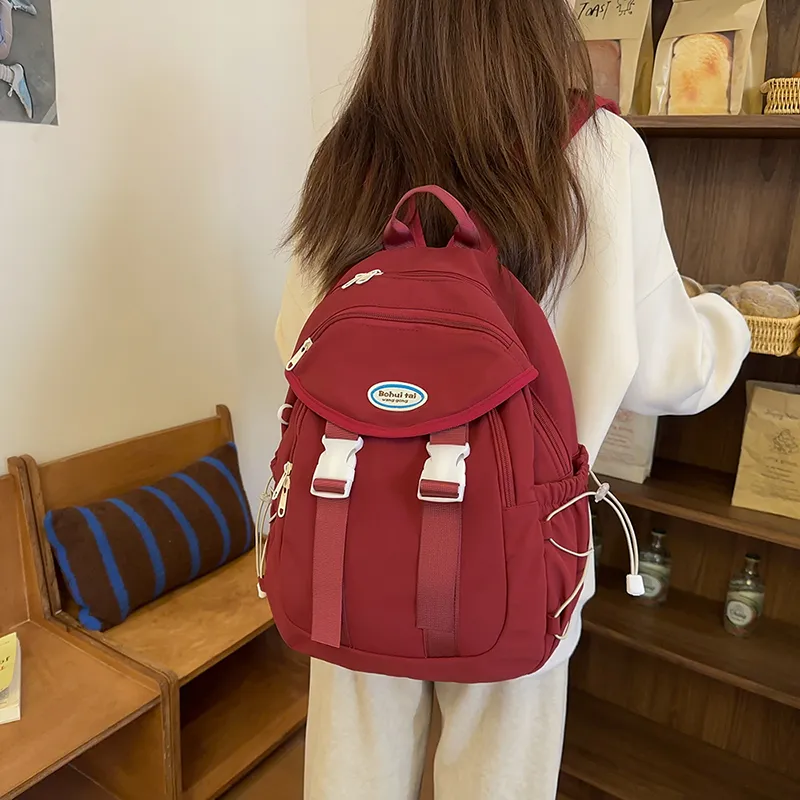Yalu Nylon Backpack Regular Unisex Black/White/Blue/Red-13