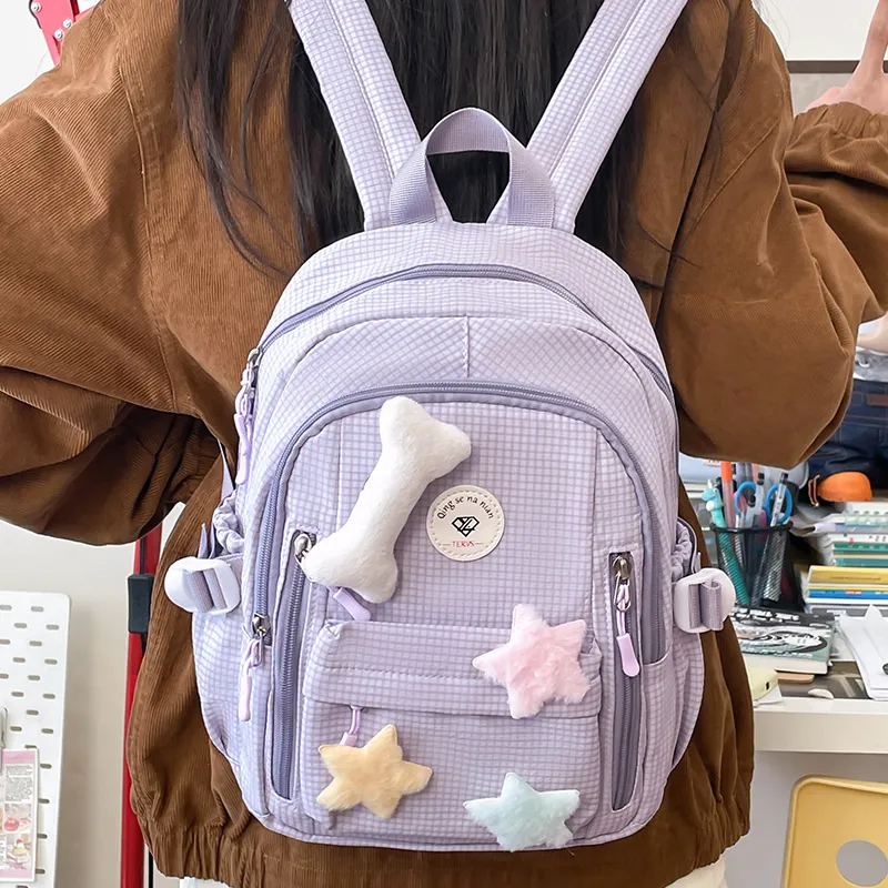 Yalu Nylon Backpack Women's White/Gray/Purple/Green/Yellow-15