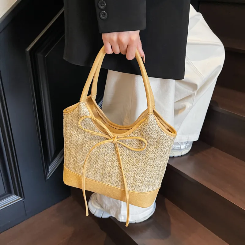 Yalu Straw Woven Shoulder Bag Women's Multicolor-26