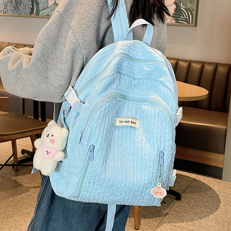 Yalu Nylon Backpack Women's White/Black/Pink/Yellow/Green/Blue-35