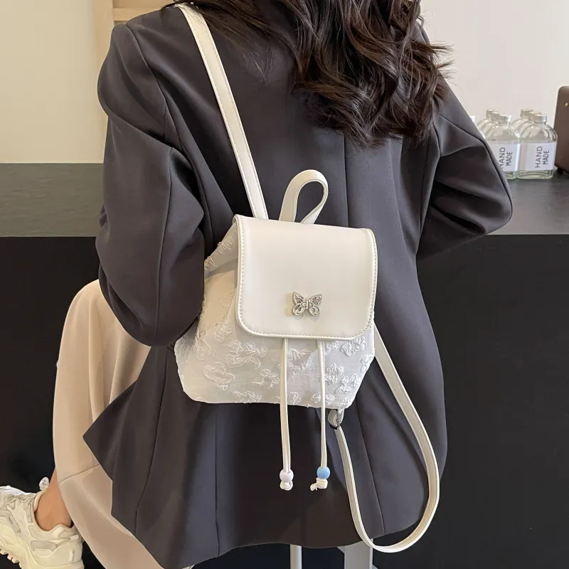 Yalu PU Backpack Women's Black/Ecru/Blue-13