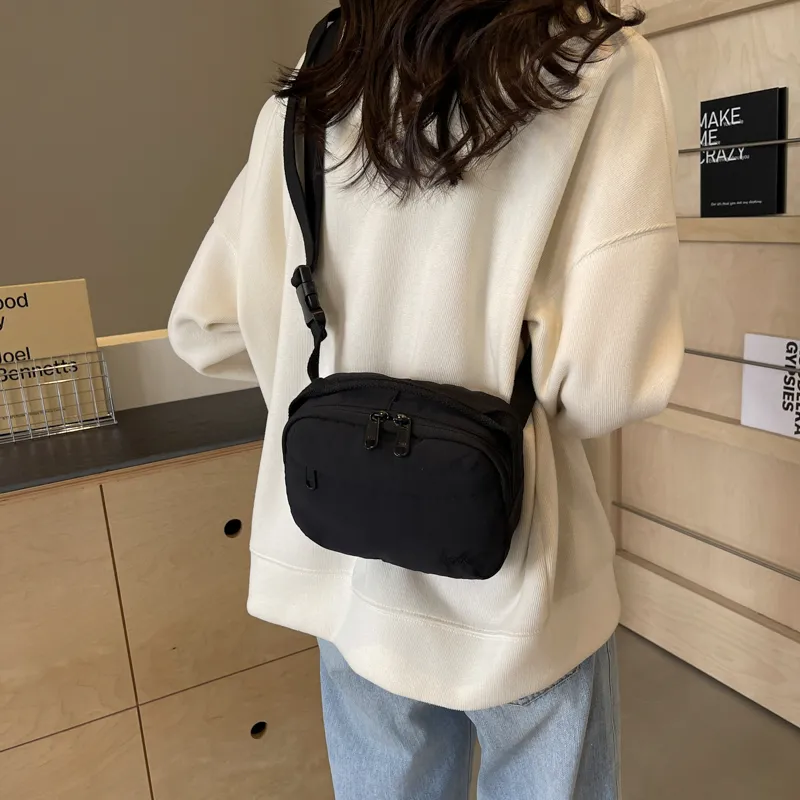 Yalu Canvas Bag, Crossbody Bag Unisex Black/Ecru/Green/Orange-4