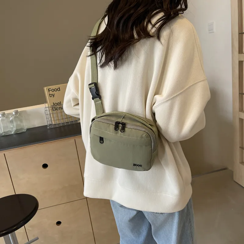 Yalu Canvas Bag, Crossbody Bag Unisex Black/Ecru/Green/Orange-17