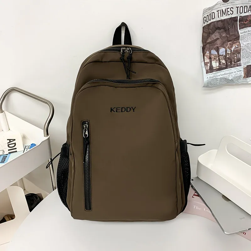 Yalu Nylon Fabric Backpack Regular Unisex White/Black/Coffee/Brown-15