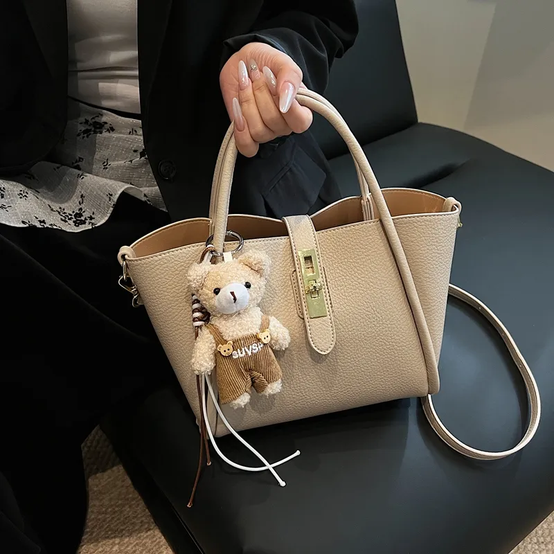 Yalu PU Handbag Regular Women's Black/Ecru/Apricot/Khaki-17