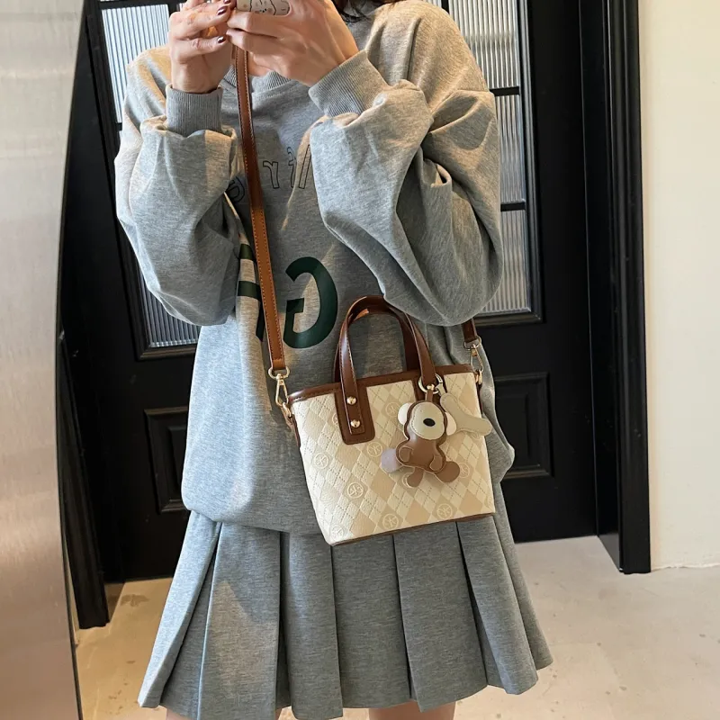 Yalu PU Handbag, Shoulder Bag, Crossbody Bag Women's Black/White & Brown/White & Coffee-19
