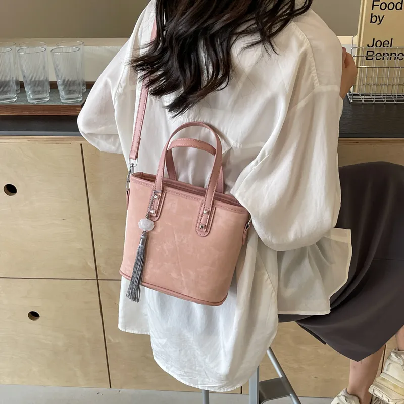 Yalu PU Handbag Regular Women's Black/Ecru/Silver/Pink-24