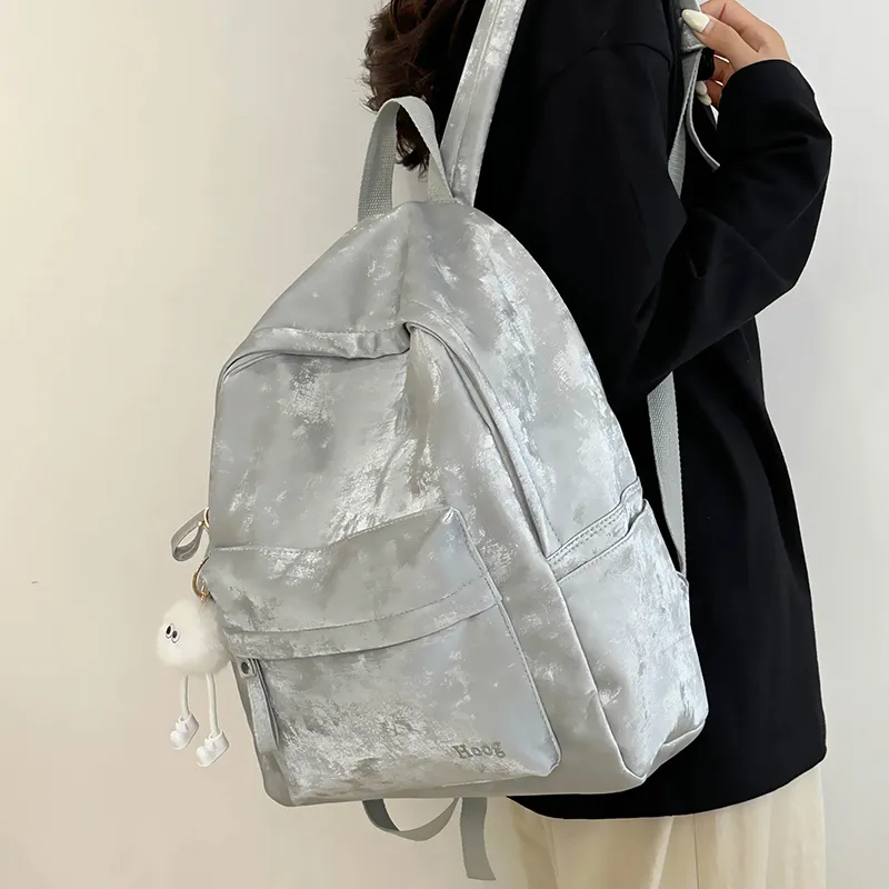 Yalu PU Backpack Regular Unisex White/Silver/Black/Blue/Pink-23