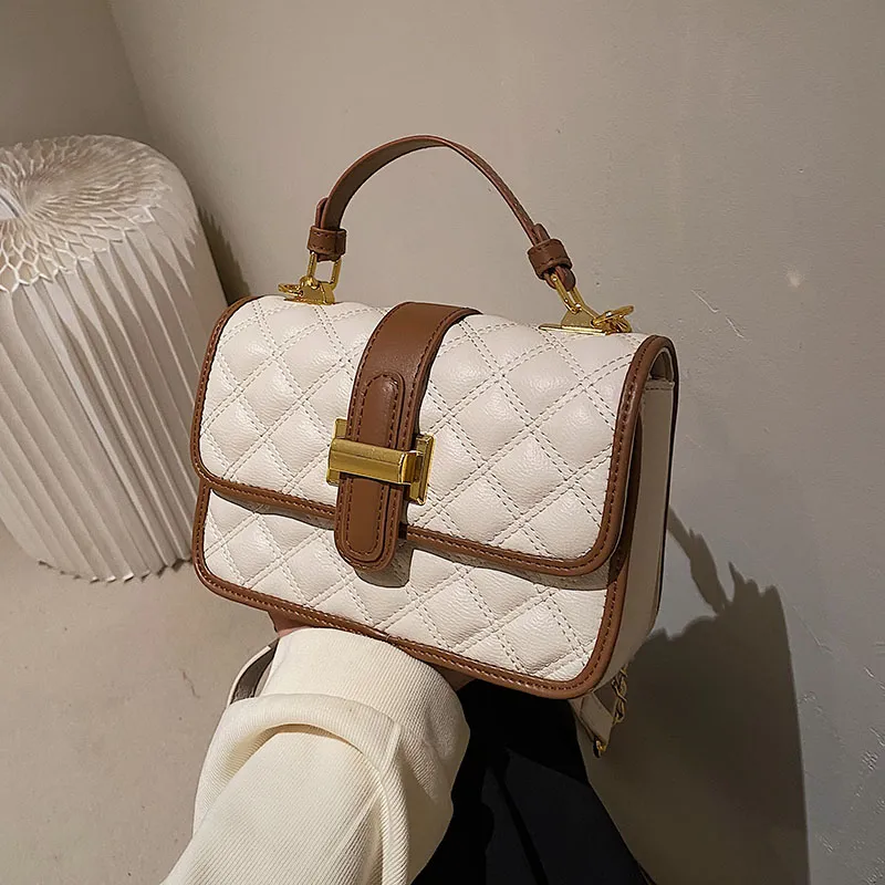 Yalu PU Small Square Bag, Shoulder Bag, Crossbody Bag, Handbag Women's White/Black-3