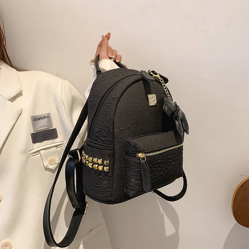 Yalu PU Backpack Women's White/Black-11