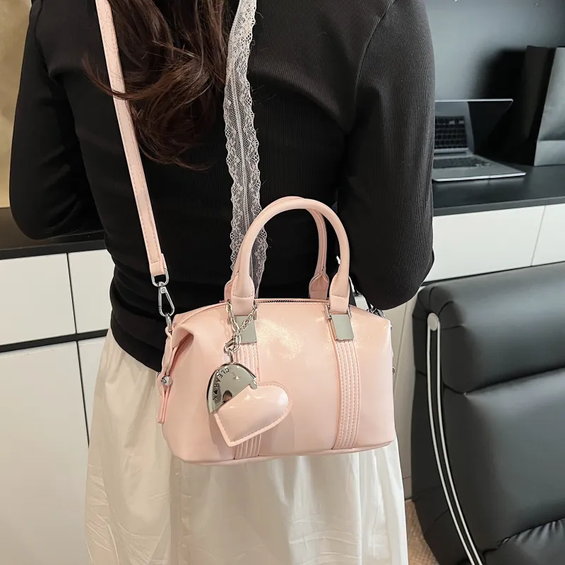 Yalu PU Handbag Women's Black/Light Yellow/Light Pink/White-19