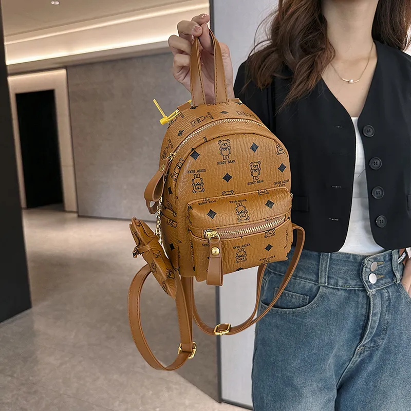 Yalu PU Backpack Women's White/Pink/Coffee/Brown-15