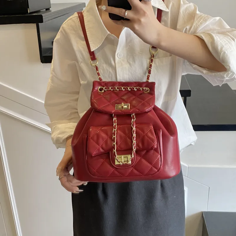 Yalu PU Backpack Regular Women's Black/Pink/Red/White-17