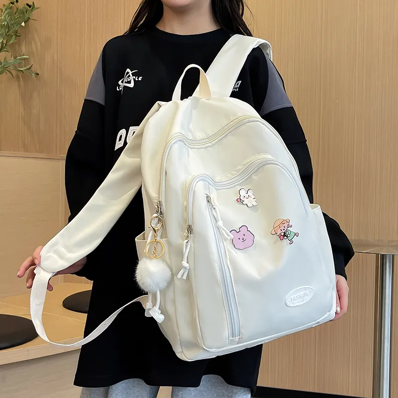 Yalu Nylon Backpack Unisex White/Black/Yellow/Green-3