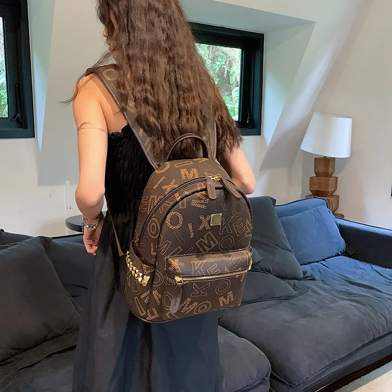 Yalu PU Backpack Women's White/Coffee-9