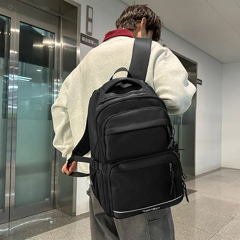 Yalu Nylon Backpack Unisex White/Gray/Black/Red-5